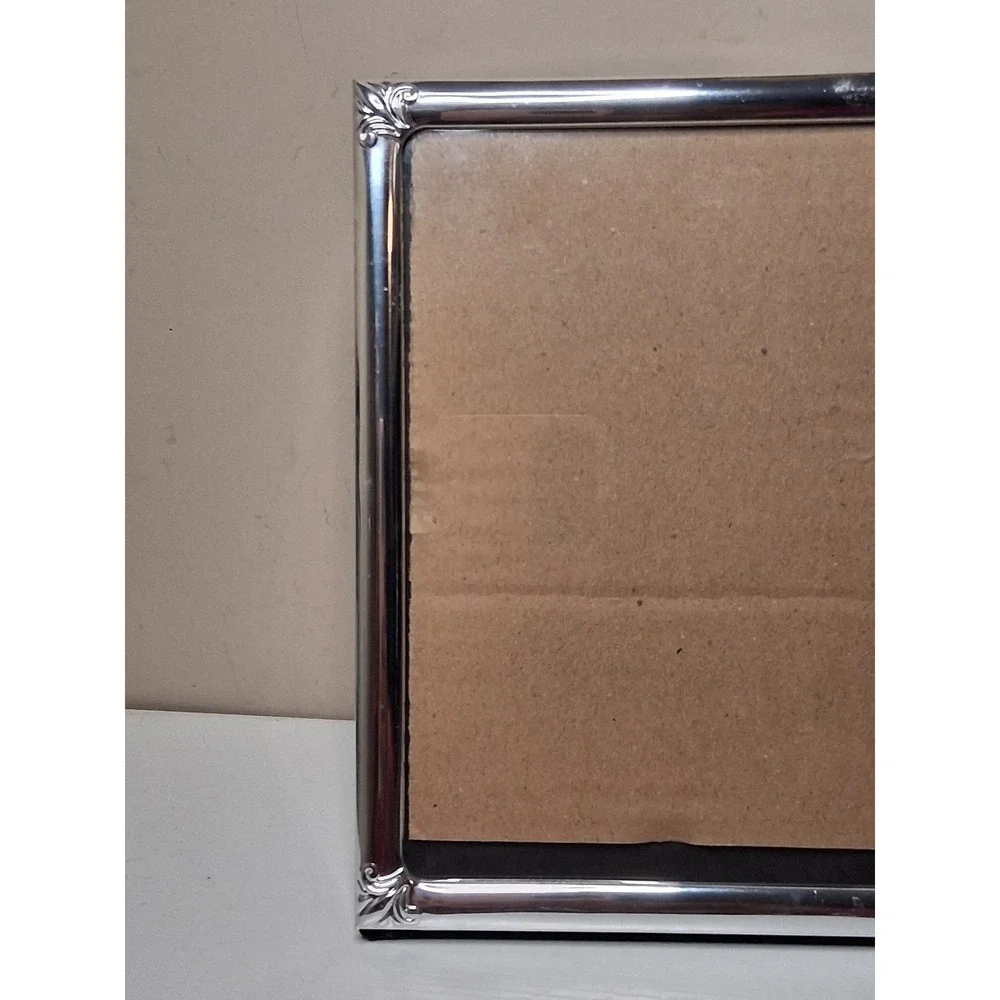 Vintage Silver Tone Picture Frame Ornate Corner Design Fits 4.5 x 6.5 Photo